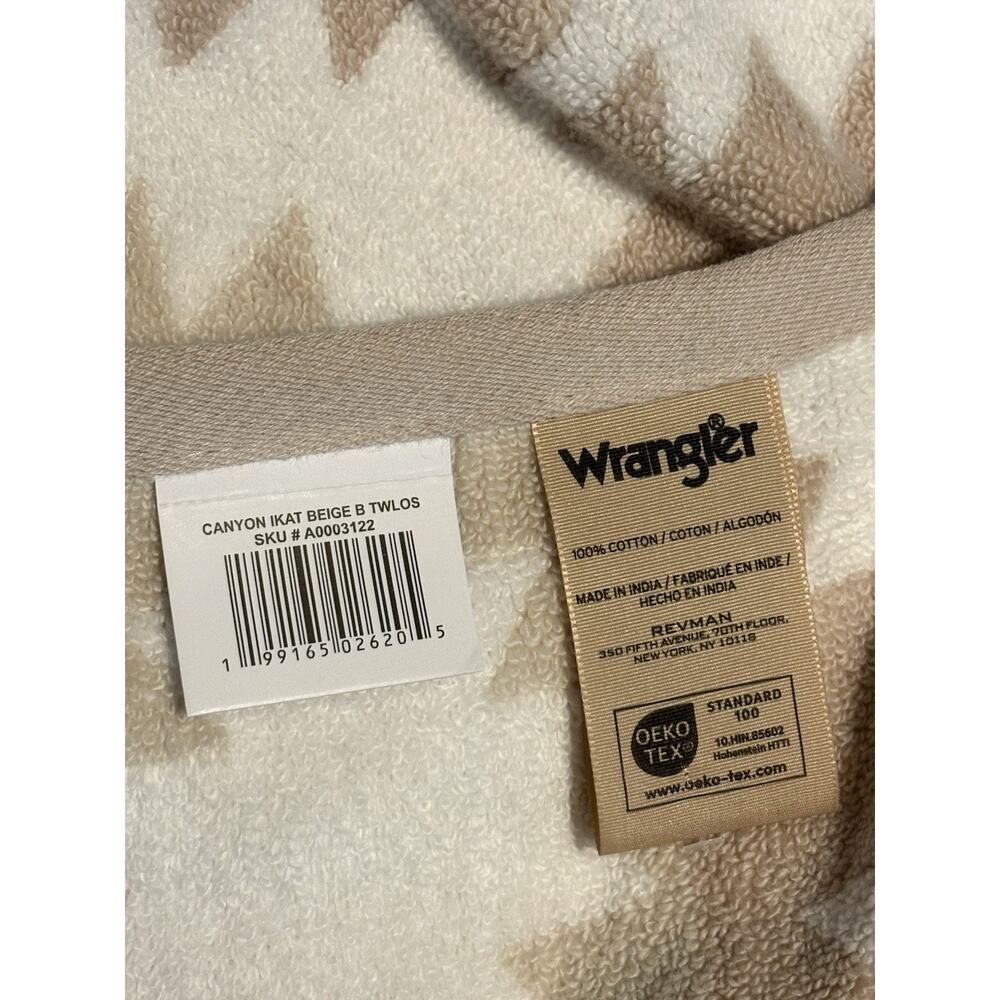 Wrangler Bath Hand Towels Canyon Ikat Beige Set Of 3 Pcs Aztec Southwestern Tan - Picture 2 of 10